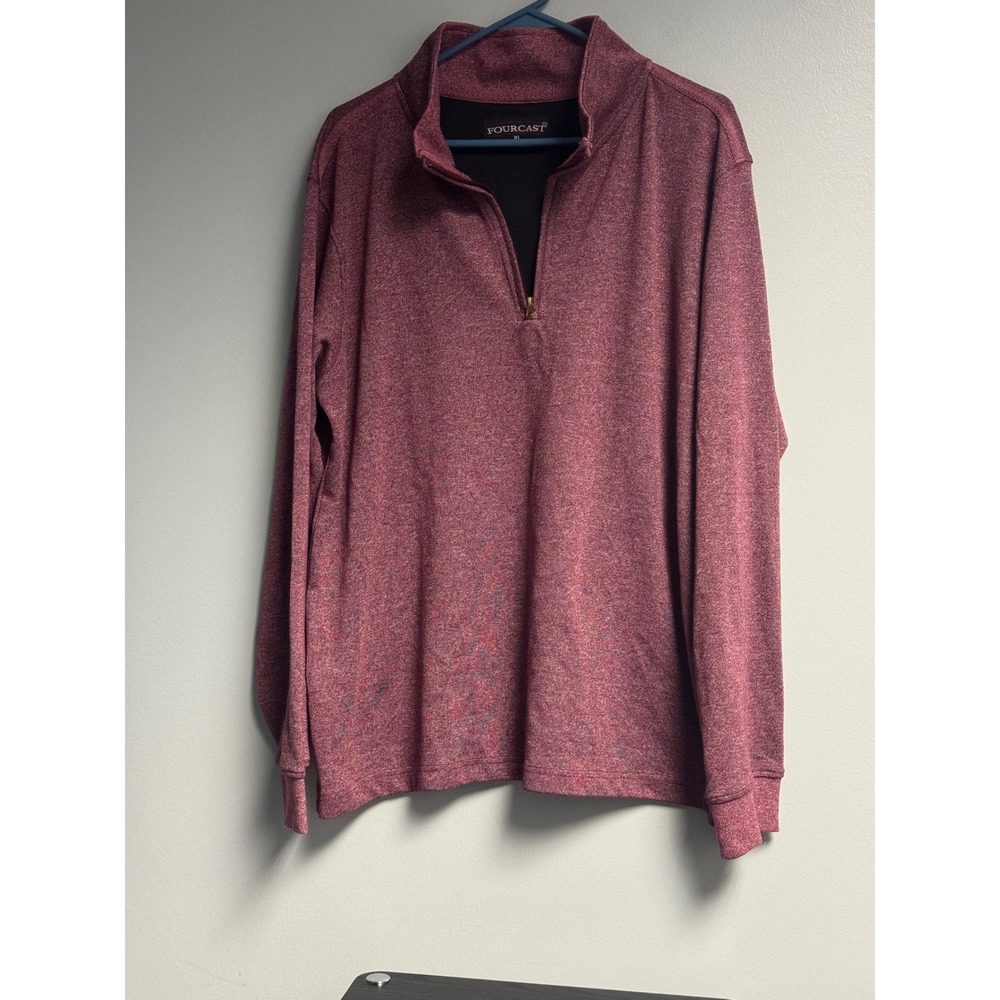 Fourcast Mens XL Quarter Zip Pullover Burgundy Mock Neck Sweater Outdoor Fish - Picture 8 of 14